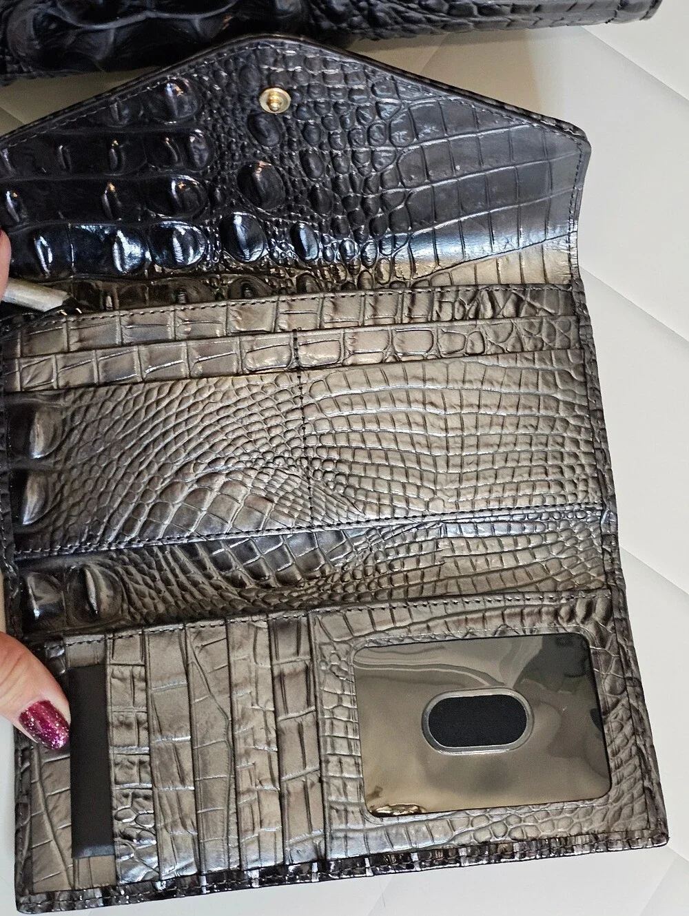 Brahmin Caroline Charcoal Nottingham + Veronica Wallet NWT Set